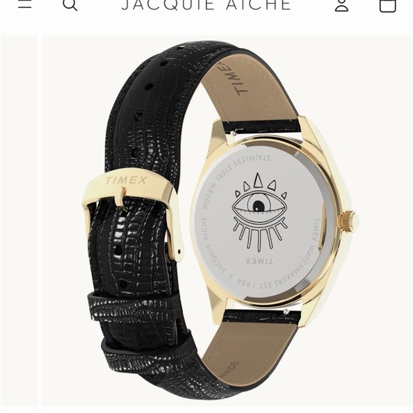 Jacquie Aiche Gold Case Watch with malachite  Dial and Black Strap - Picture 4 of 10